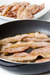 Bacon Frying in a Pan on the Stove Top