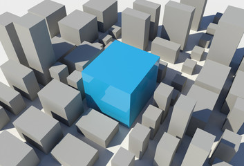 Blue Cube 3D Render