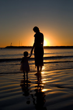 Mother & Daughter Sunset Silhouette 1