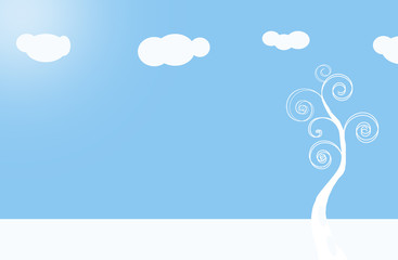 Fototapeta premium Curling tree with clouds