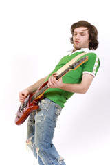 cool guitarist playing an elecric guitar