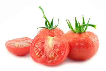 Fresh red tomato on white background