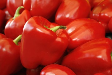 Heap of red pepper on the market.