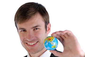 man and globe