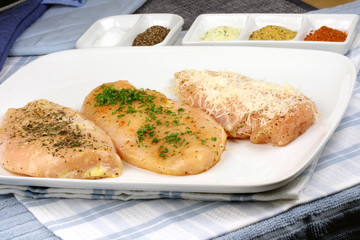 seasoned raw chicken
