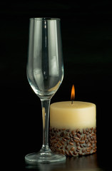 glass and  candle