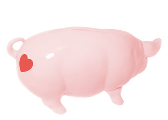 Pink Pig Bank with heart.