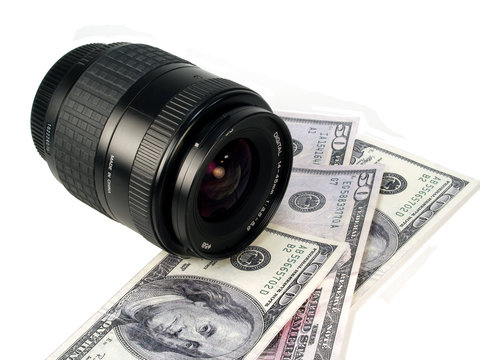 Camera Lens with Money