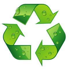 Recycling symbol with droplets