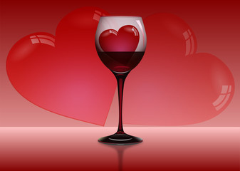 ハートグラス　レッド