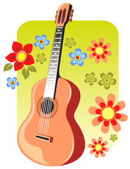 guitar and flowers