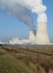 Nuclear power station cooling towers near Civaux in France