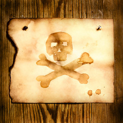 Paper with skull and crossbones