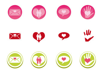 Love icon set in three colors.