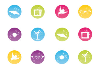 Fototapeta premium Colorful retro icon set with stars.