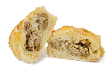 Roll (cookie) with meat. Home made.