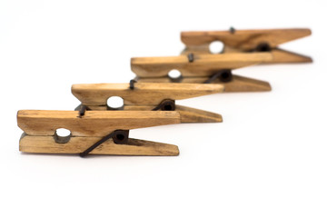 Four old pins of wood