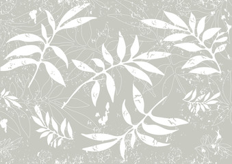 Fototapeta premium Grunge grey background with carved leaves