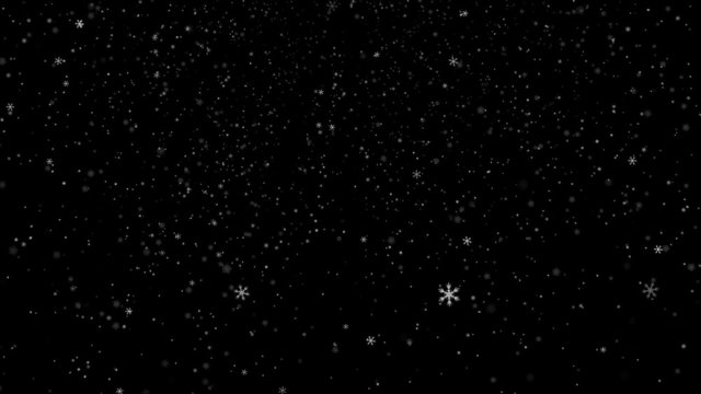 Seamlessly Loopable Snowflakes animation. Isolated on black
