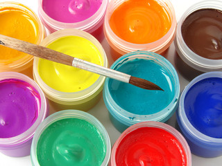 gouache paints with brush
