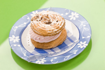 sweet series: shortcake with powdered sugar on the plate