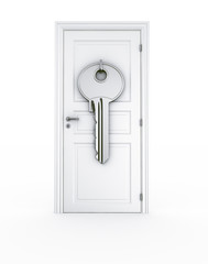 Door with giant key