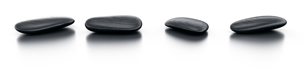 Black stones on reflective floor