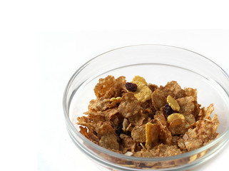 Delicious muesli in a glanse dish