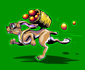 easter rabbit running cartoon drawing