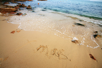 xmas on beach with wave