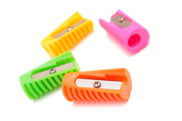 Colorful sharpeners isolated on white.