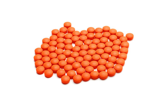 orange pills isolated