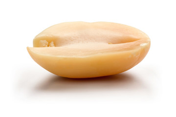 peeled half peanut isolated on white background
