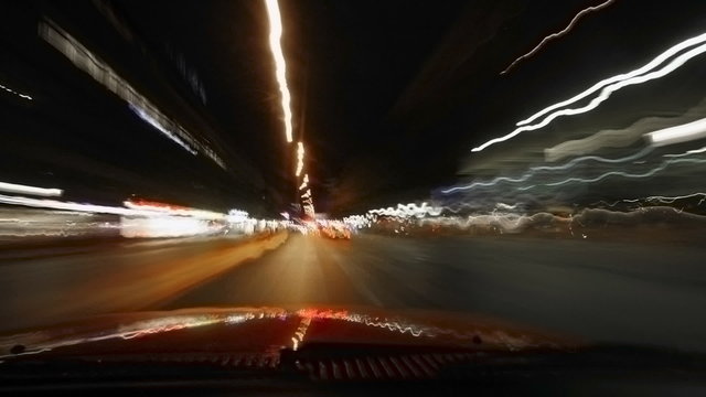 night driving urban city road