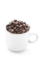 Coffee beans and cup
