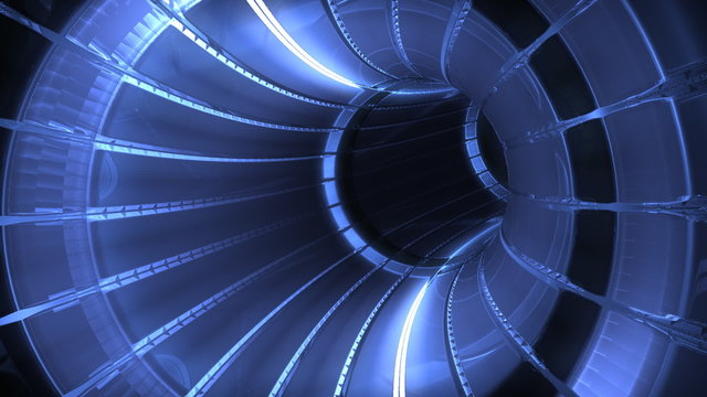 Futuristic blue light tunnel, seamless loop