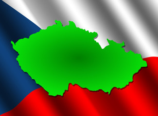 Czech Republic map on flag