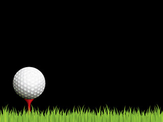 Illuminated golf scene on black background