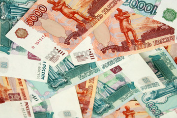 The Russian bank notes, roubles; background