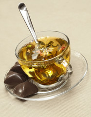 Tea with chocolate.