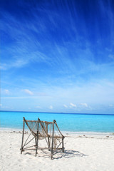 chairs on exotic beach