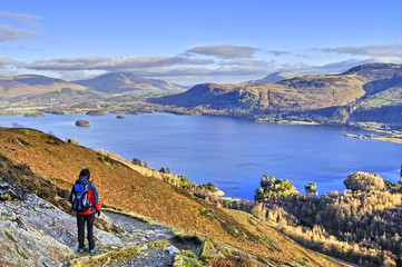 Fototapeta premium Female Hiker above Derwent Water