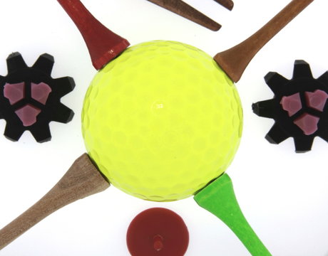 Golf Ball With Tees And Cleats