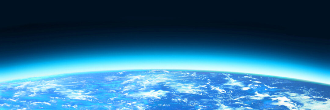 light blue world globe banner