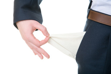 businessman show empty pocket