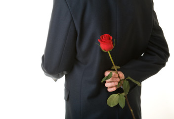 businessman hide the rose