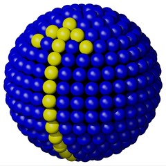 Freccia gialla su sfera blu