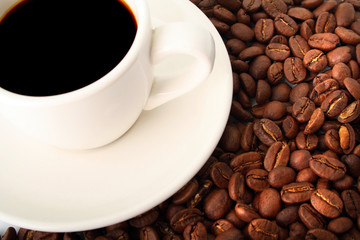 cup coffee on grain