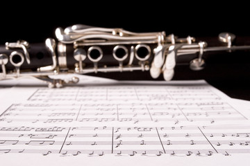 Clarinet isolated over sheet music