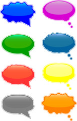 Glossy speech and thought bubbles